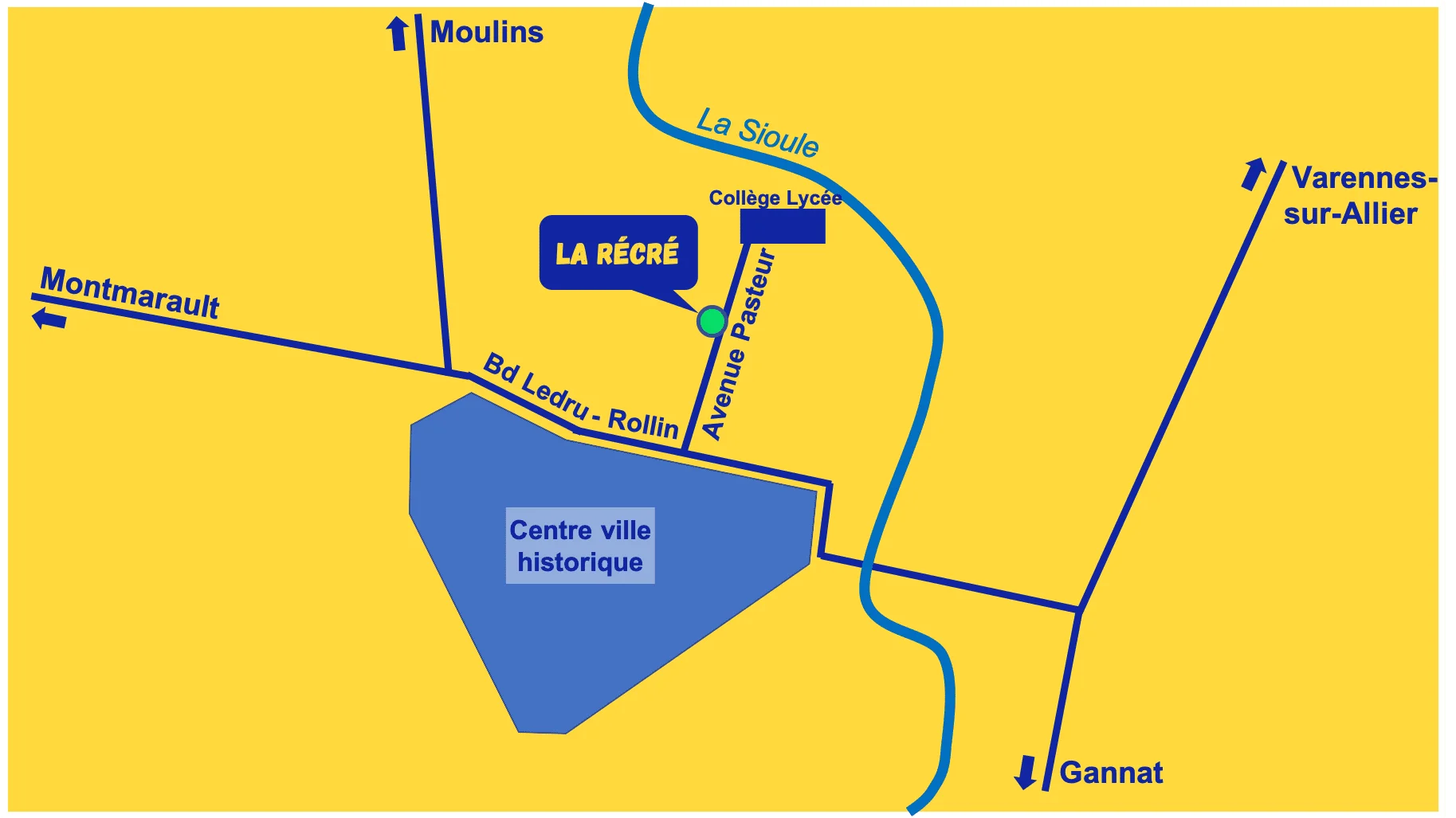Plan d'accès à La Récré Saint-Pourçain-sur-Sioule